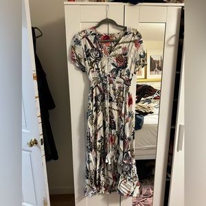 Floral maxi dress with buttons down front side